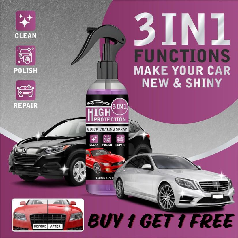 3 IN 1 CERAMIC SHINER✨ 10x More Powerful 🌧️ Hydrophobic Ceramic Coating Spray 💪🛡️🚘 | Buy 1 Get 1 Free🔥🔥🔥