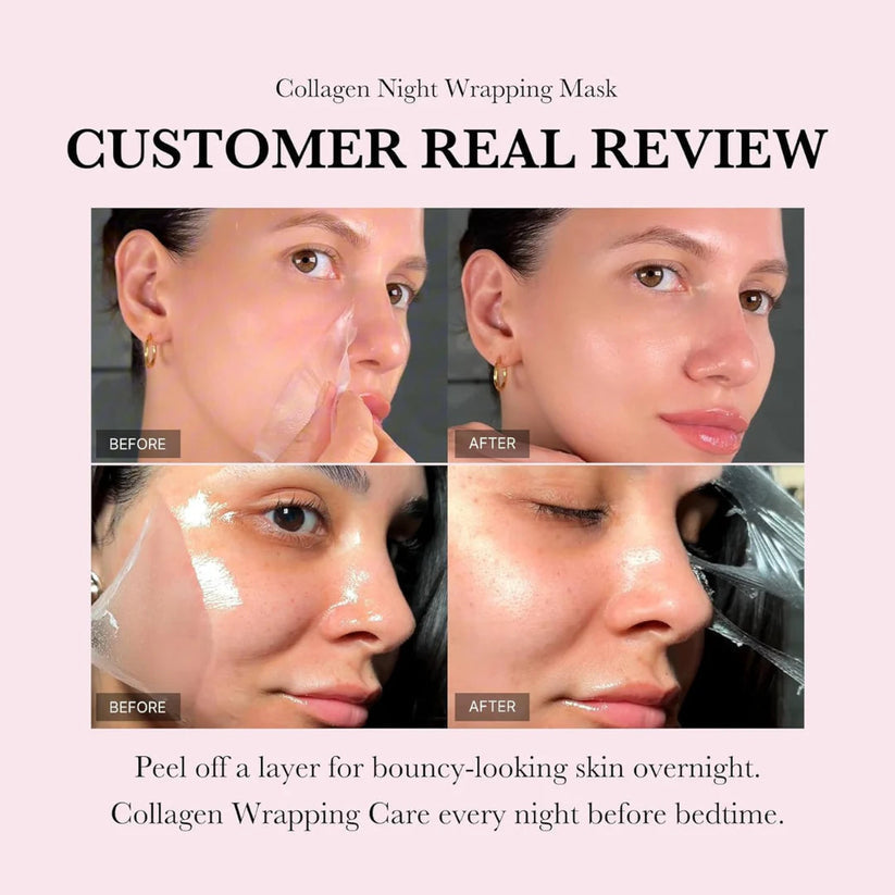 Collagen Night Wrapping Face Mask 🌜🧴✨ With Nicotinamide & Hyaluronic Acid, Collagen Extract 💆‍♀️